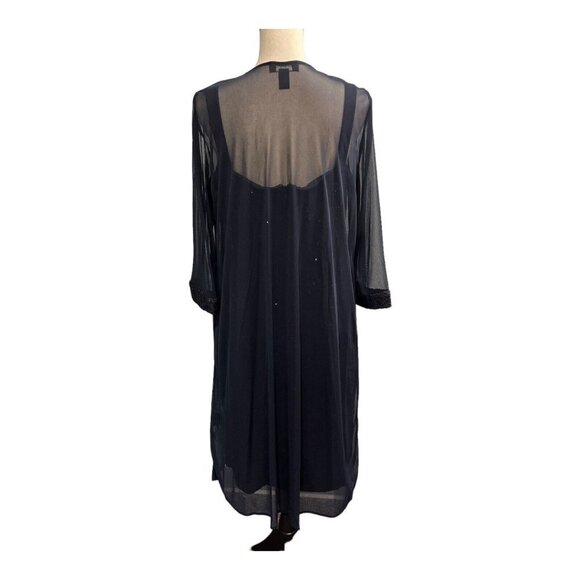 R&M Richards Womens 14 Sequin Midi Dress With Sheer Jacket Blue Halter Formal - Picture 5 of 16